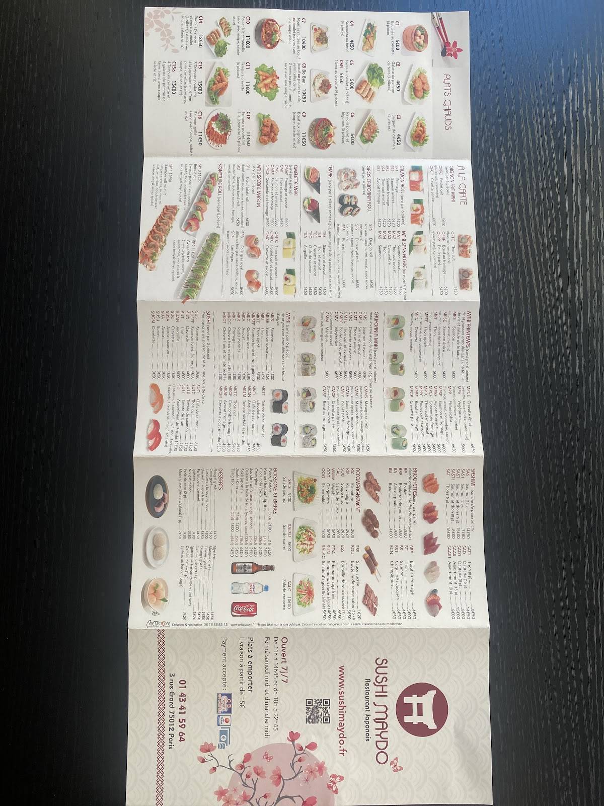 Menu de Sushi Maydo
