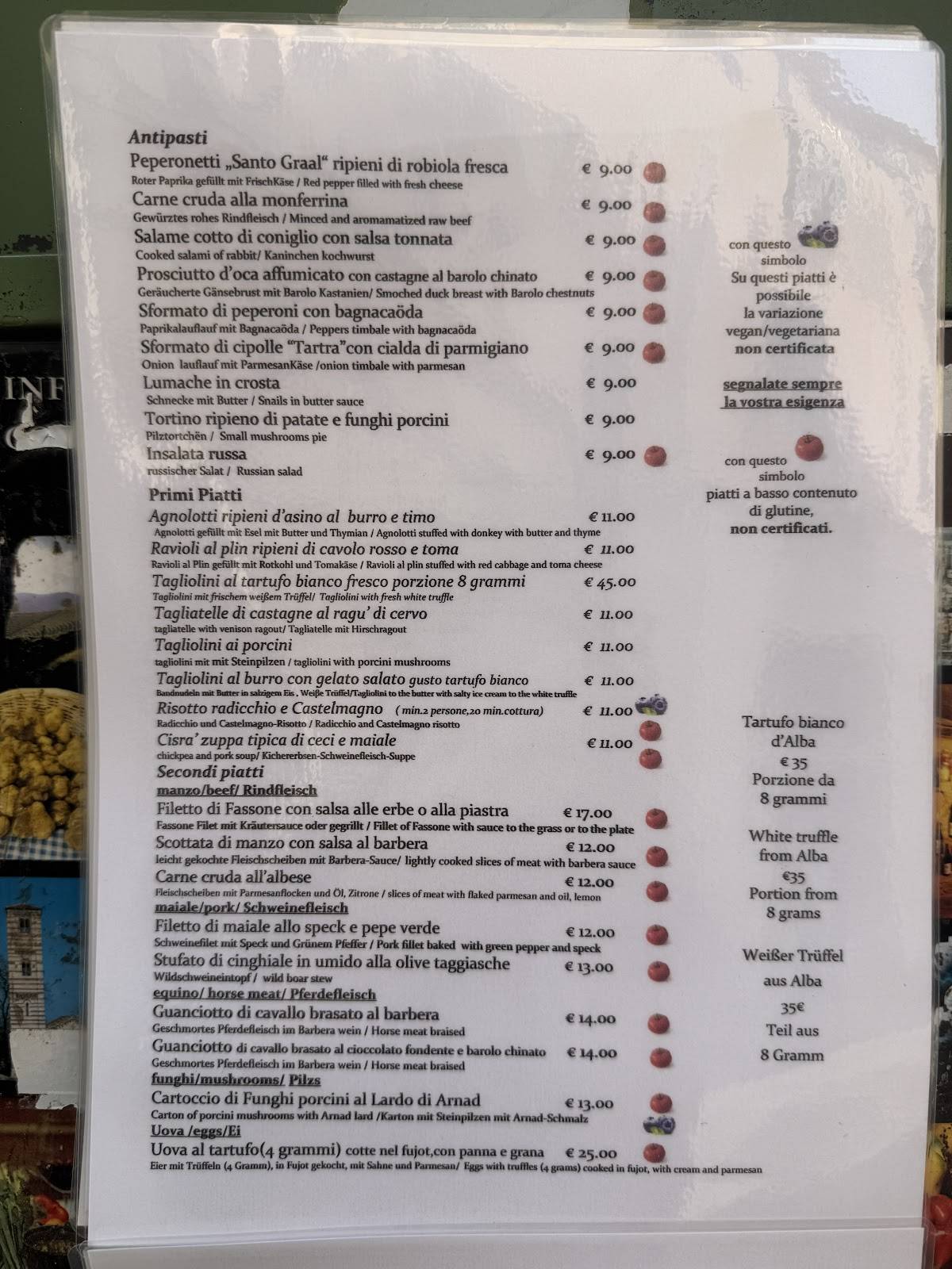 Menu di Tacabanda 