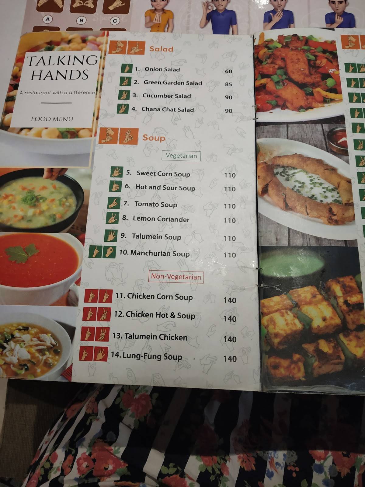 Talking Hands Restaurant menu