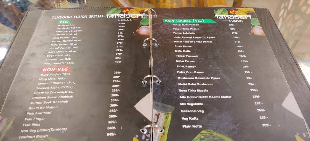 Tandoori Fusion menu