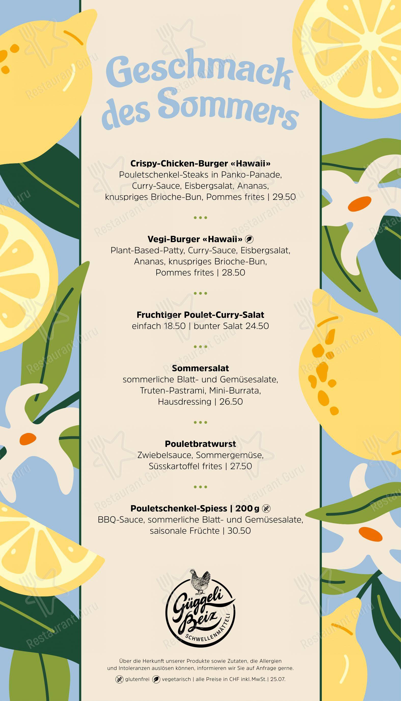 Restaurant Terrasse Schwellenmätteli in Berna - Menu