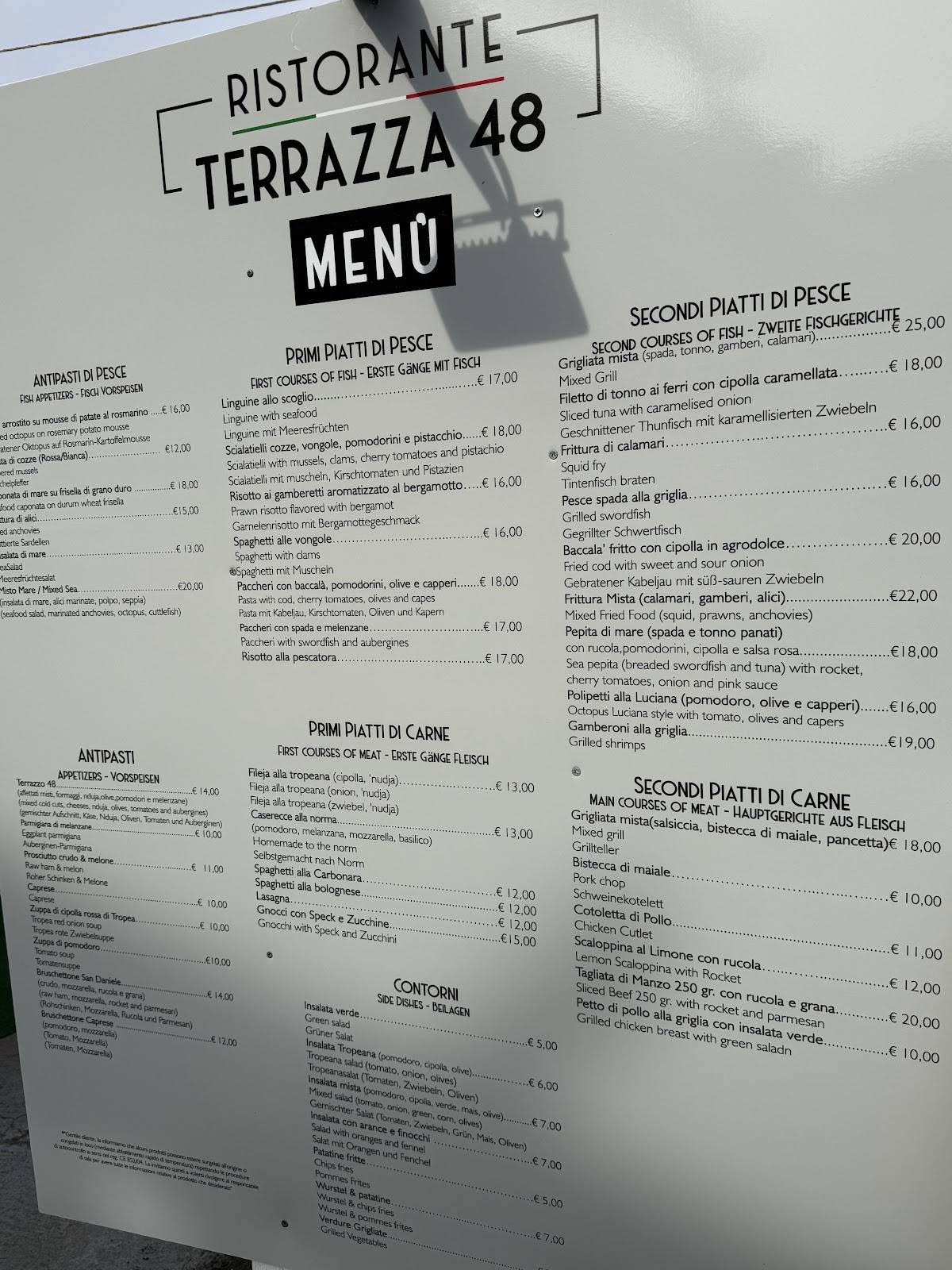 Menu di Terrazza48 