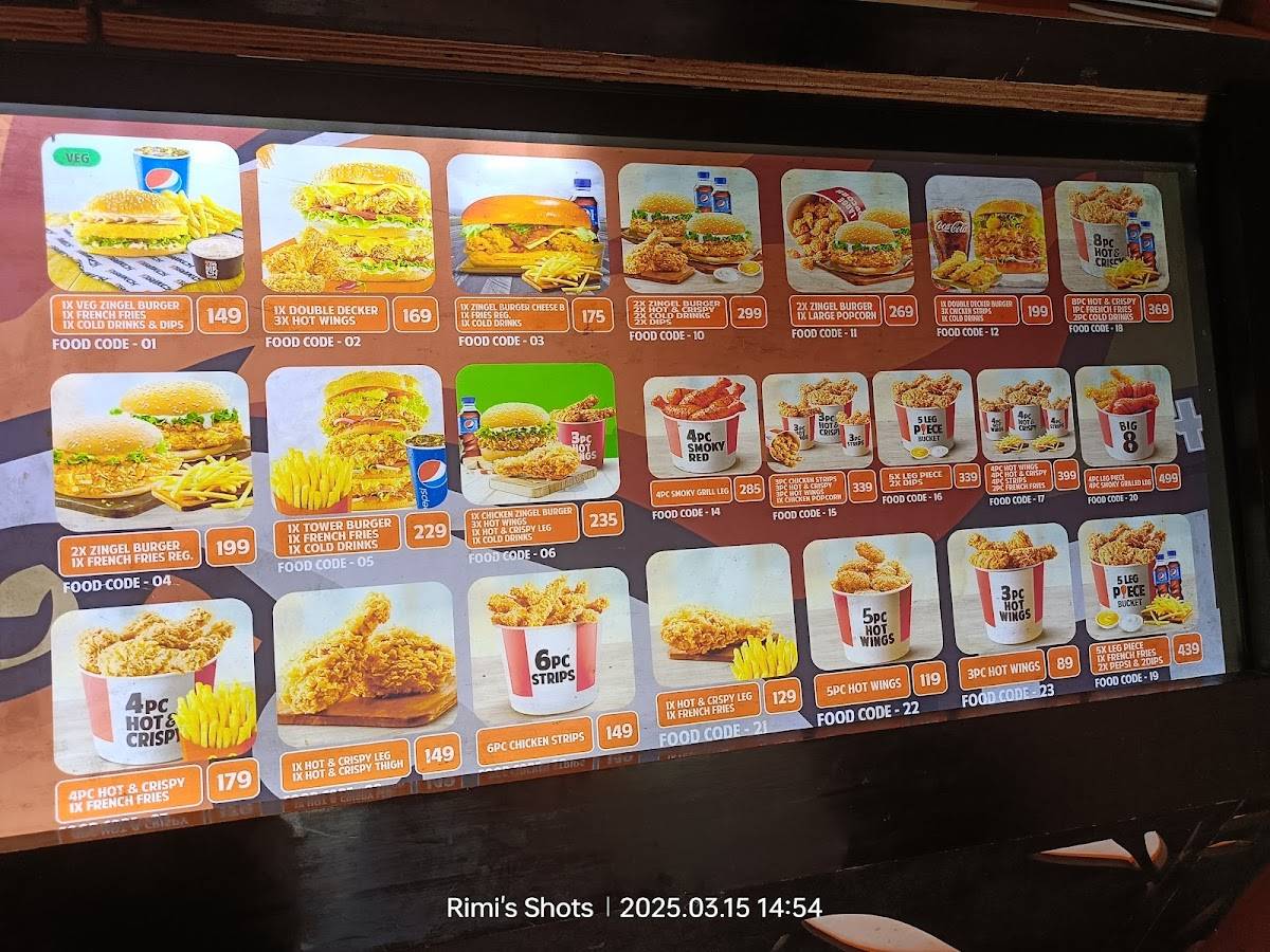 The Chicken Hut menu