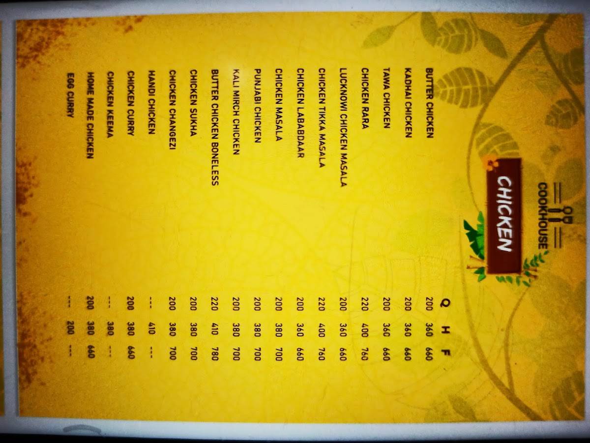 The Cook House - Roorkee's Finest Dining Destination menu