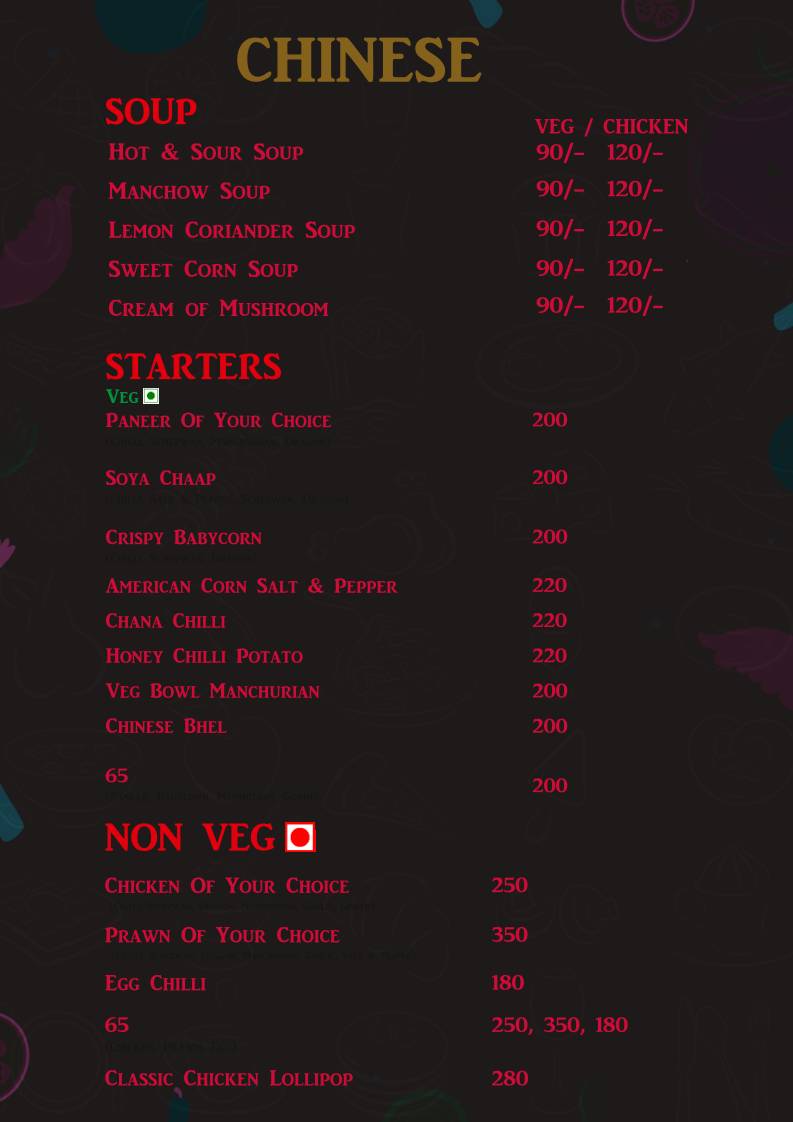 The Garden Cafe & Restaurant (A unit of KVS hospitality) menu