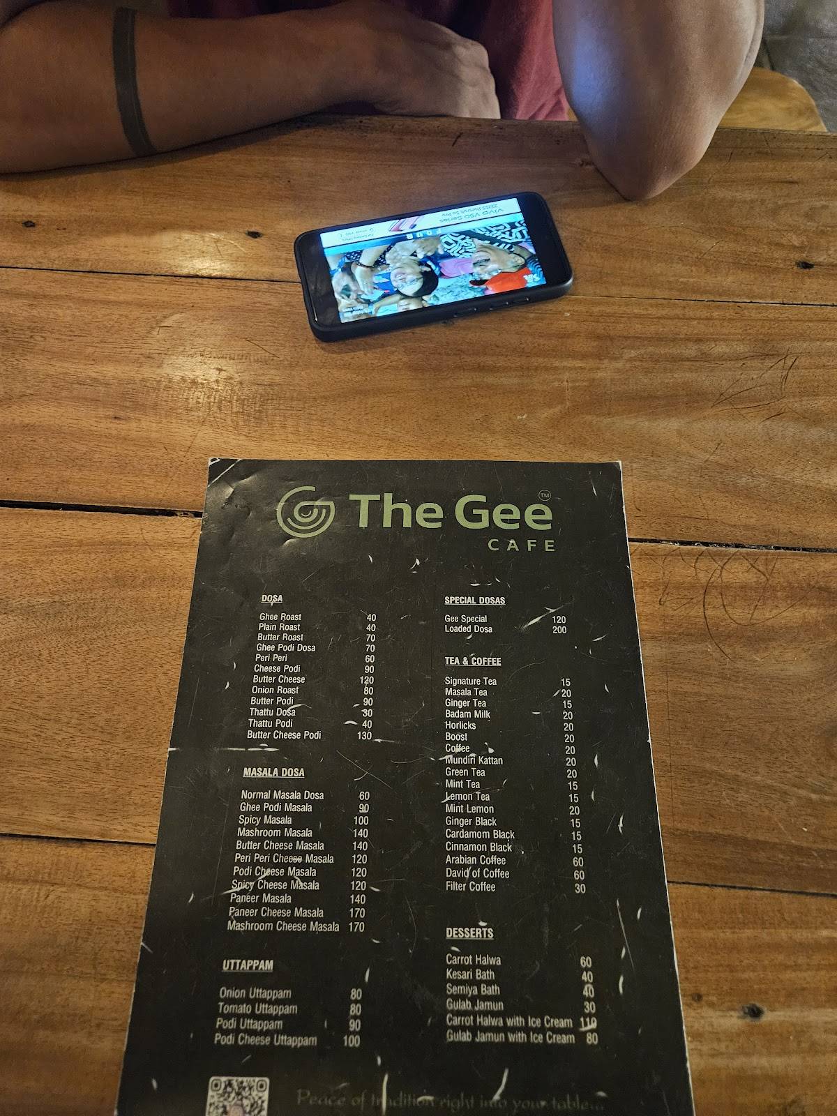 The Gee Cafe menu