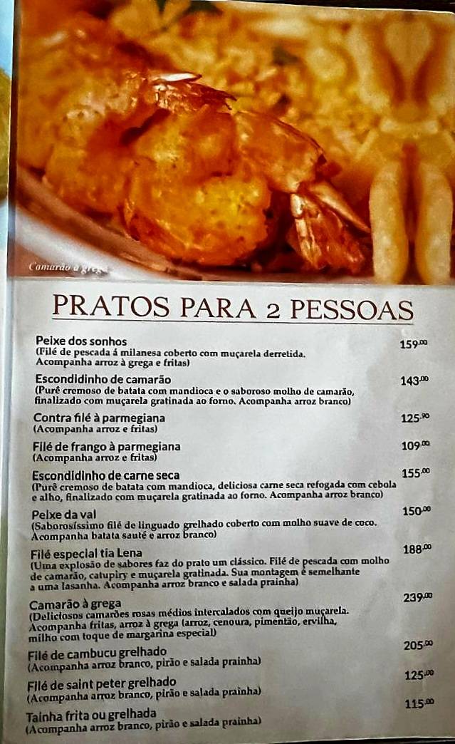 Restaurante Tia Lena cardápio