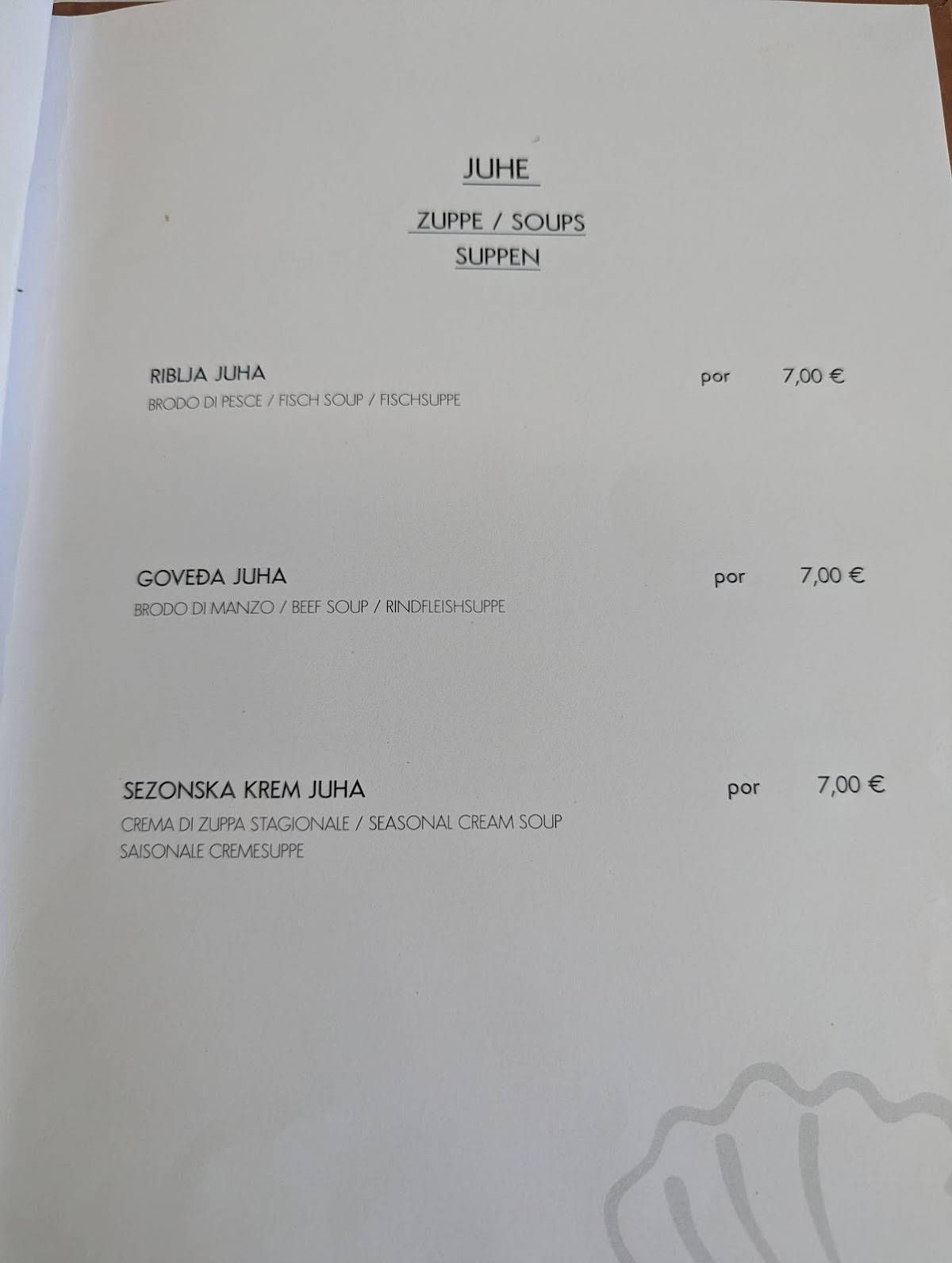 Menu di Restaurant Toni 
