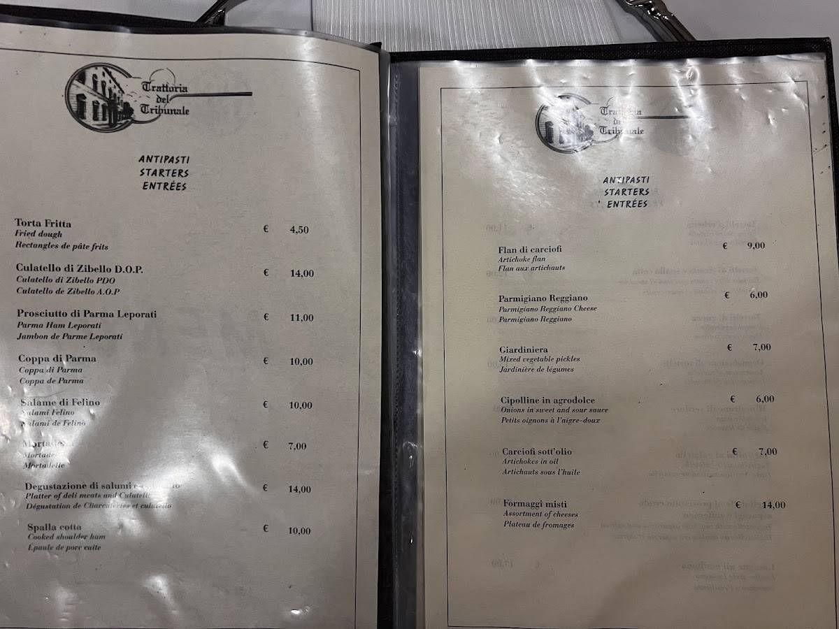 Menu di Trattoria Del Tribunale 