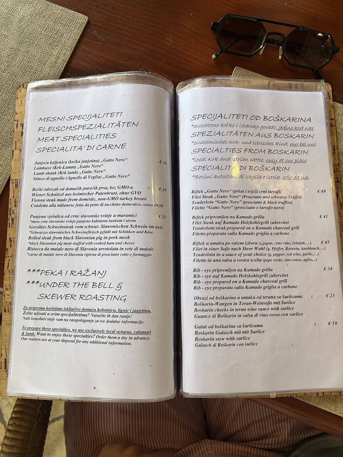 Menu di Restaurant Trattoria Gatto Nero, Malinska 