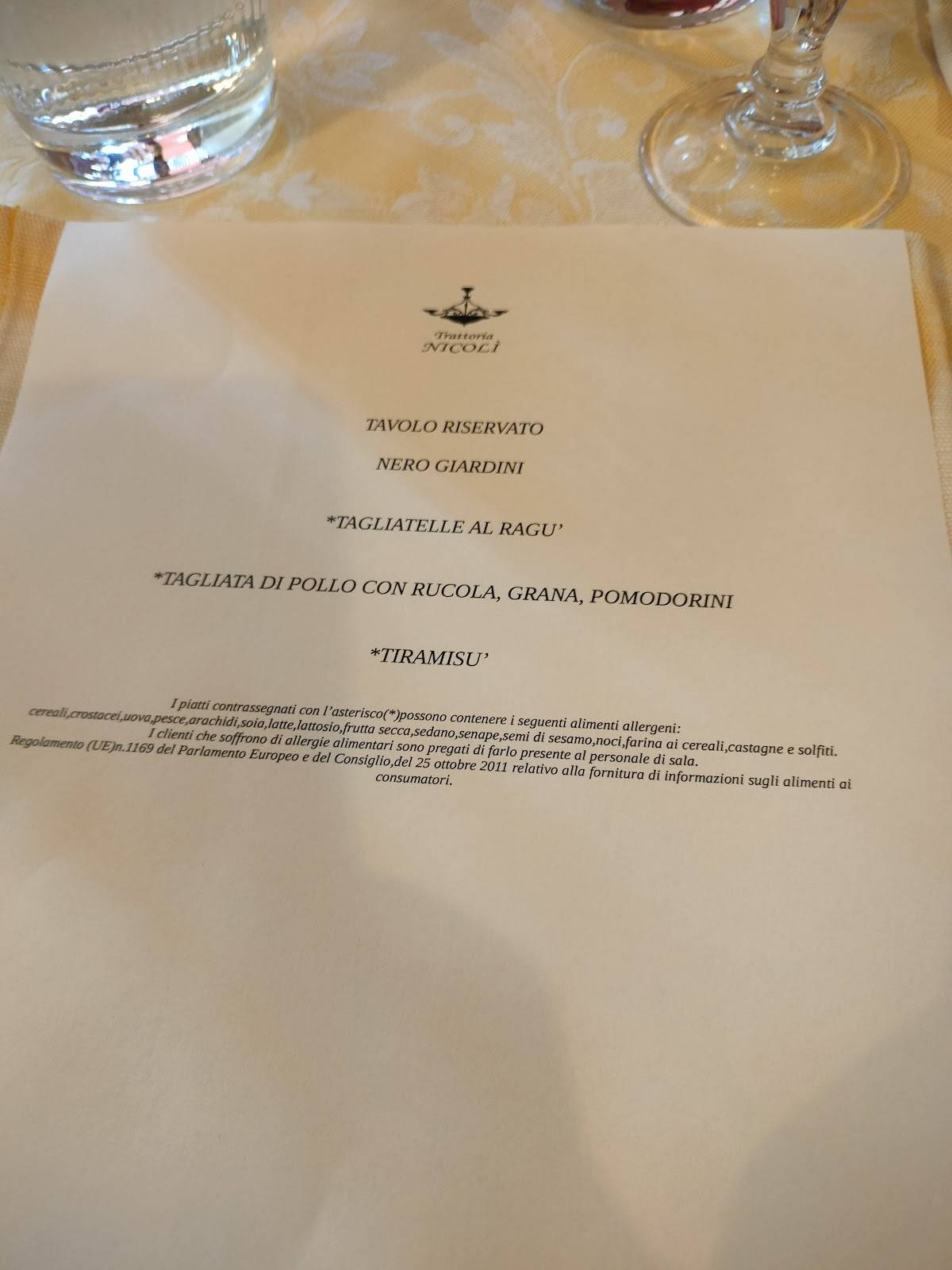 Menu di Trattoria Nicolì 