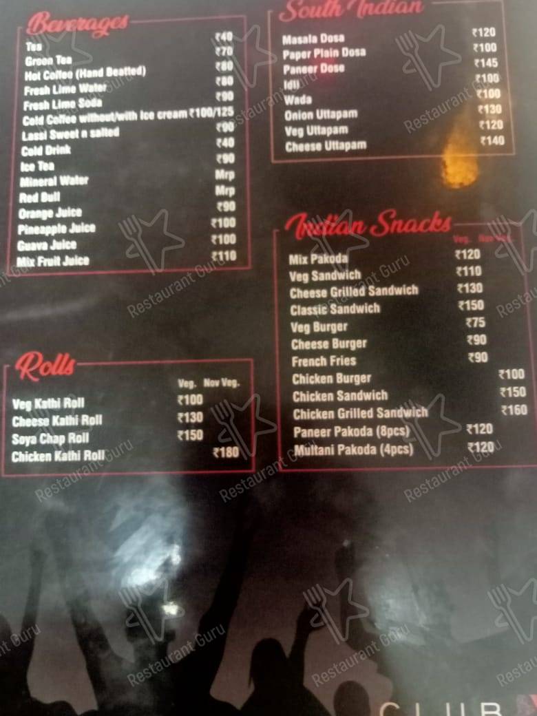 Menu for the Vee Food restaurant