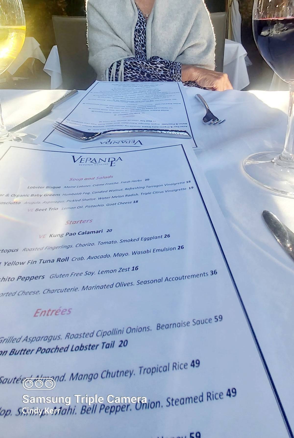 Menu at Veranda E restaurant, Naples