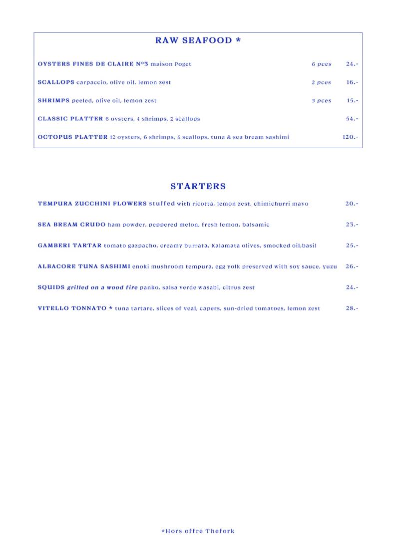 Menu di Restaurant l’Octopus 