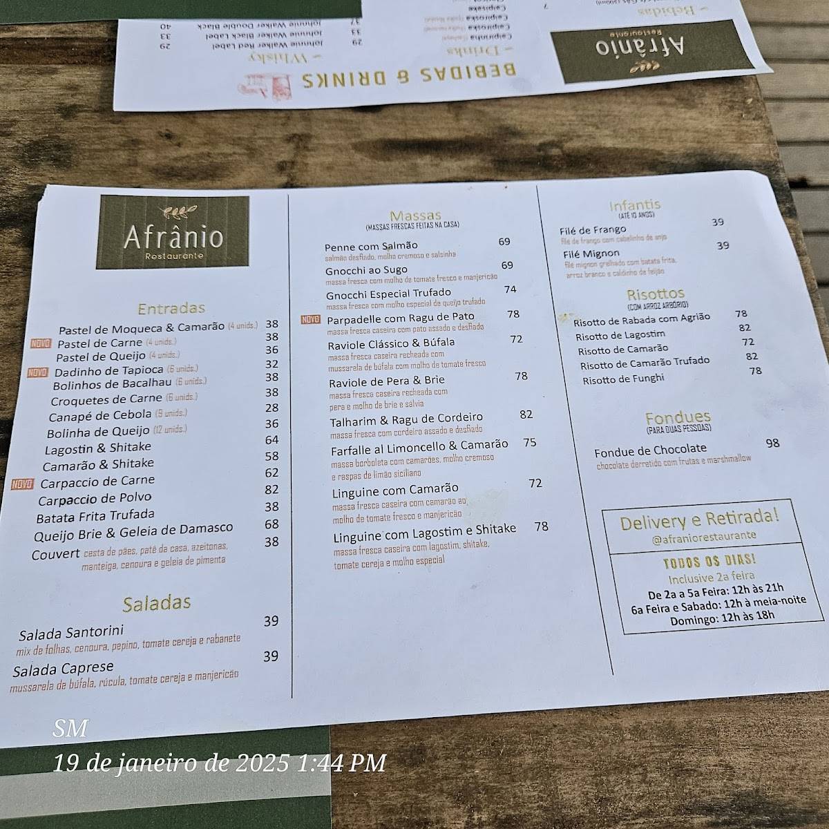 Afrânio cardápio