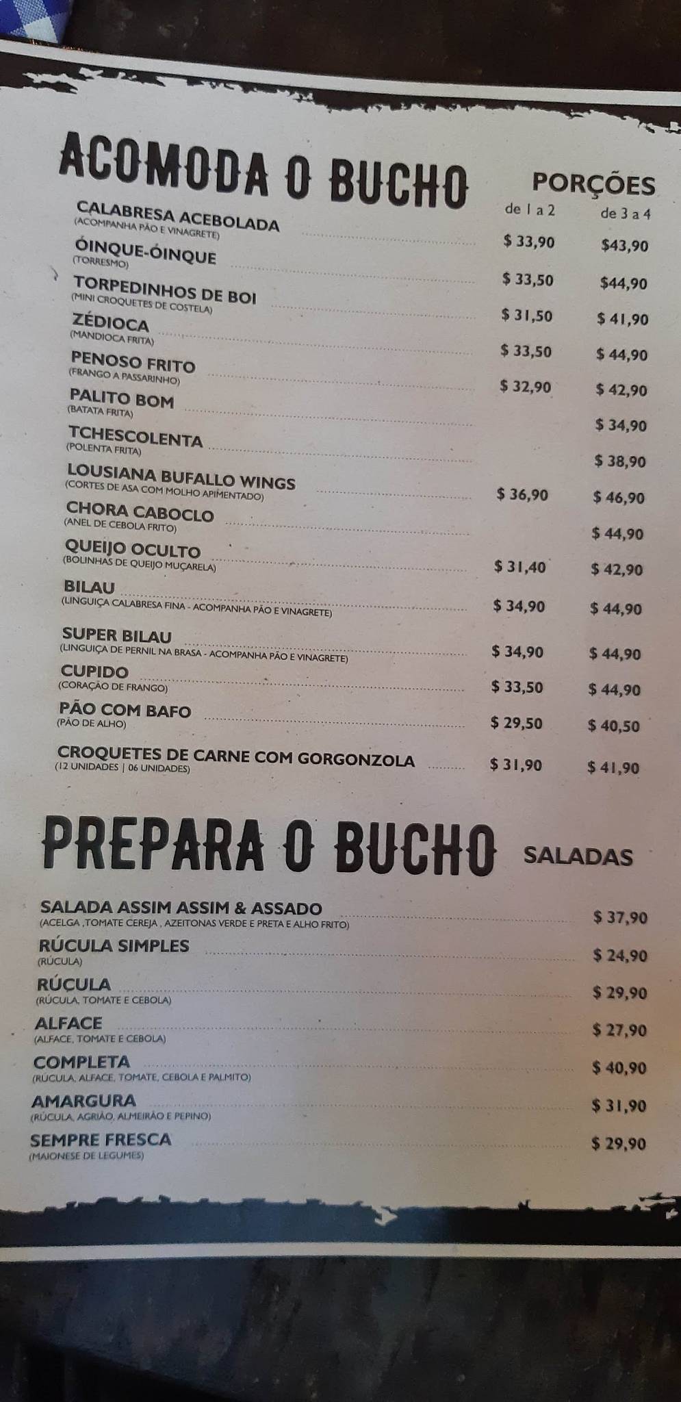 Restaurante Assim Assim & ASSADO cardápio