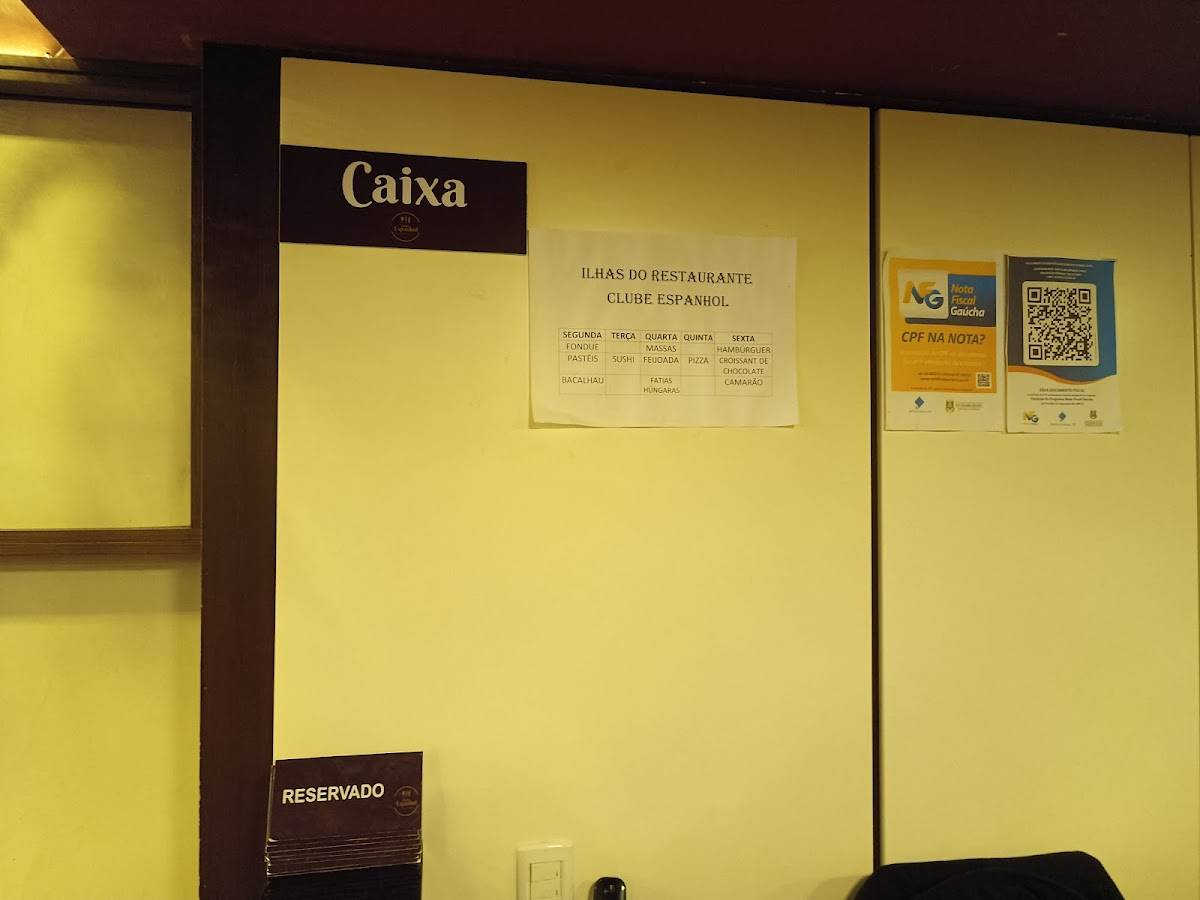 Restaurante Clube Espanhol cardápio