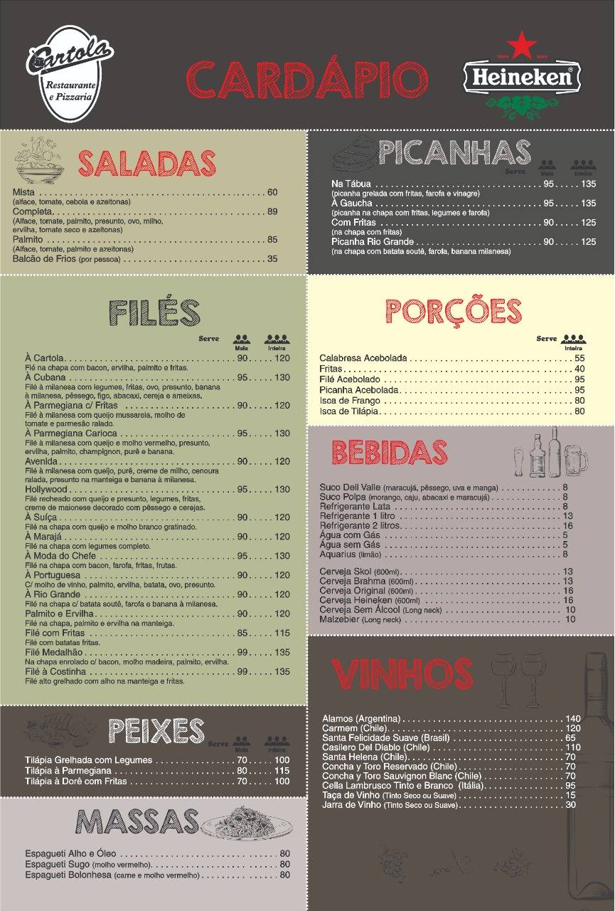 Restaurante E Pizzaria Cartola cardápio