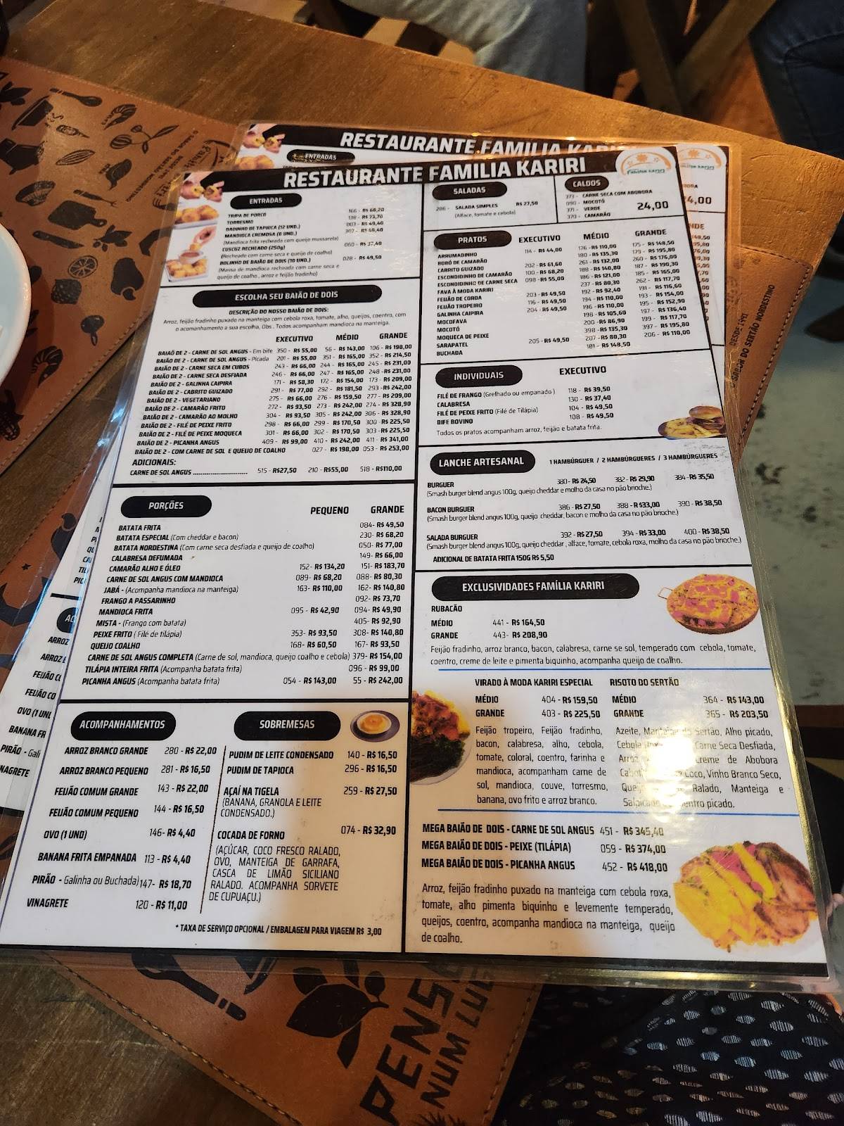 Restaurante Família Kariri cardápio