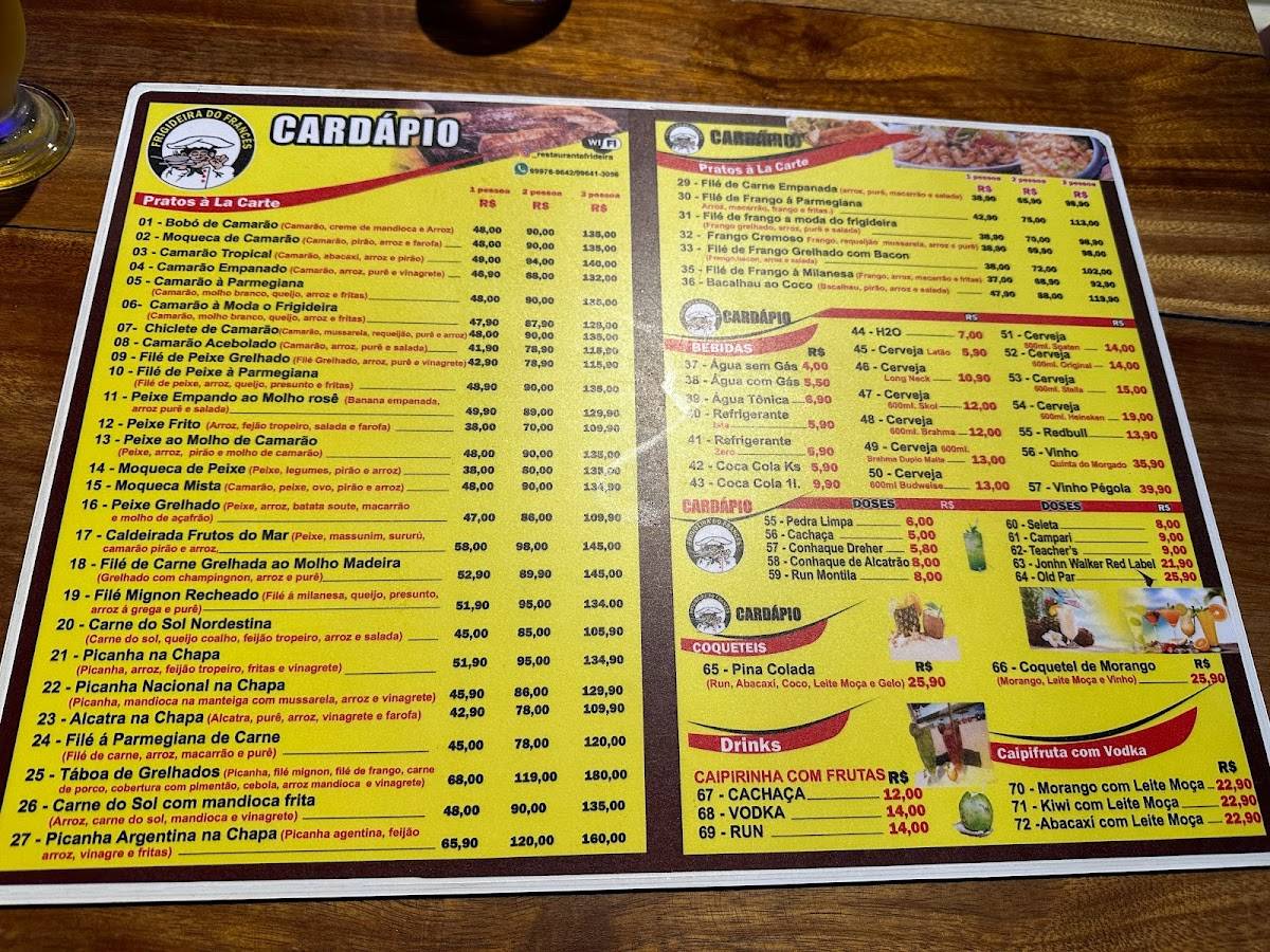 Restaurante Frigideira do Francês cardápio