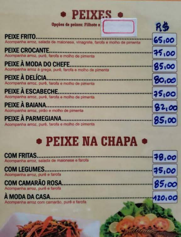 Restaurante João Do Camarão - Matriz cardápio
