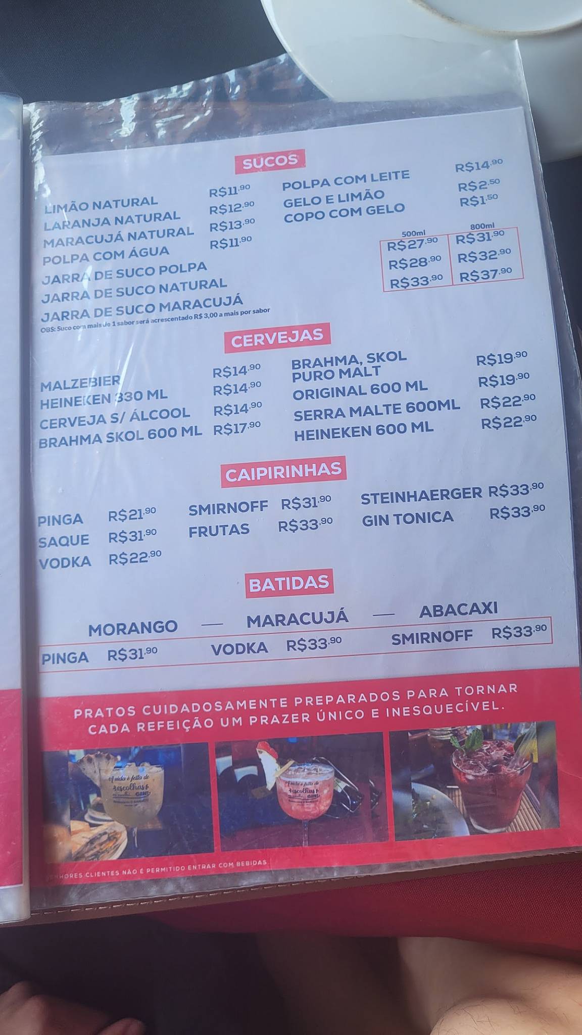 O Bandéco cardápio