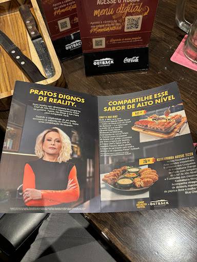 Outback Steakhouse cardápio