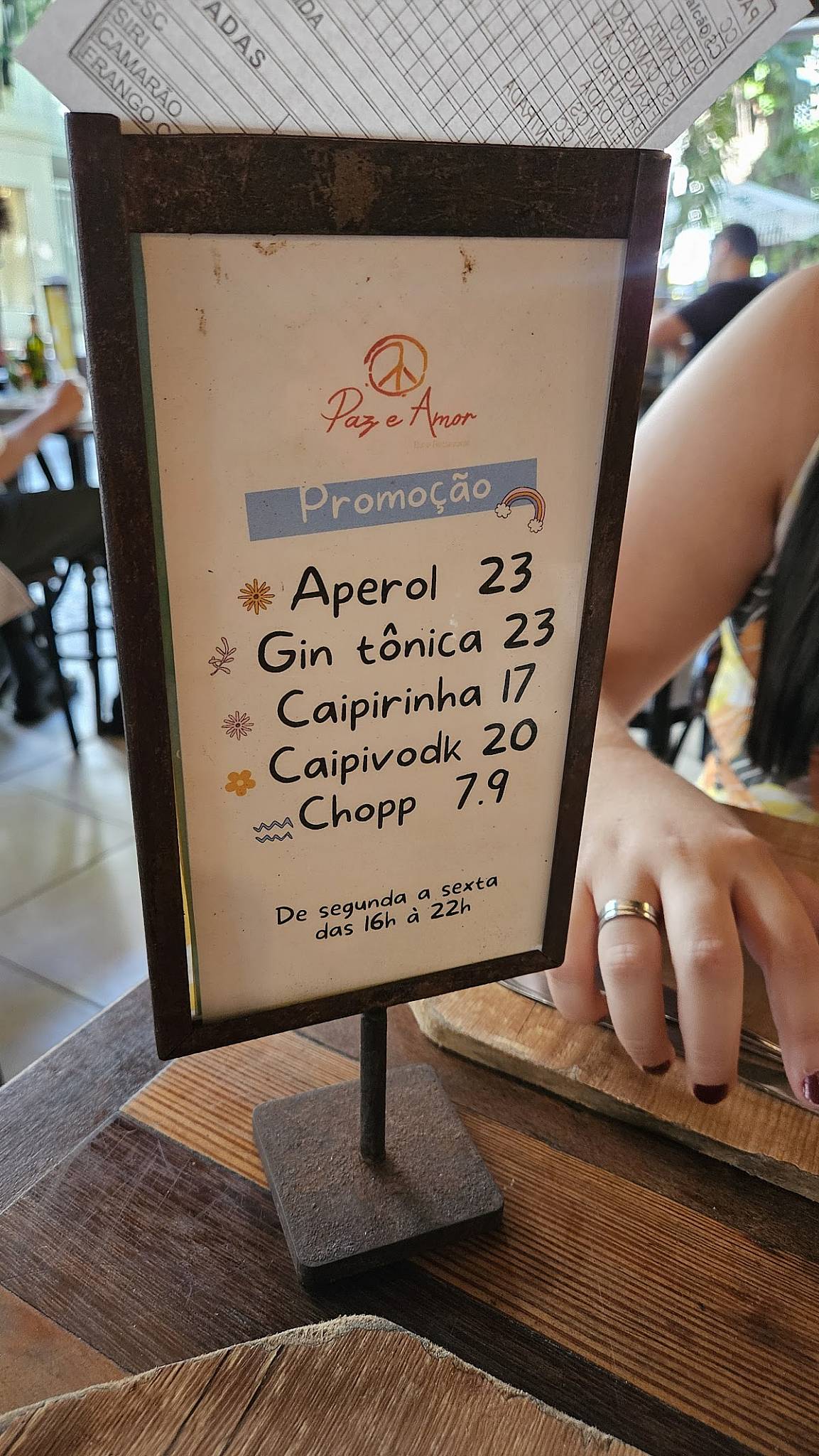 Café e Bar Paz e Amor cardápio