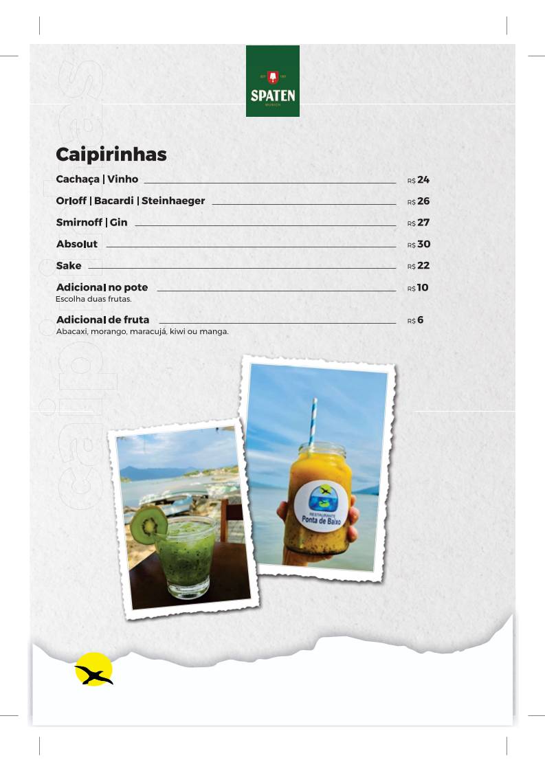 Restaurante Ponta de Baixo cardápio