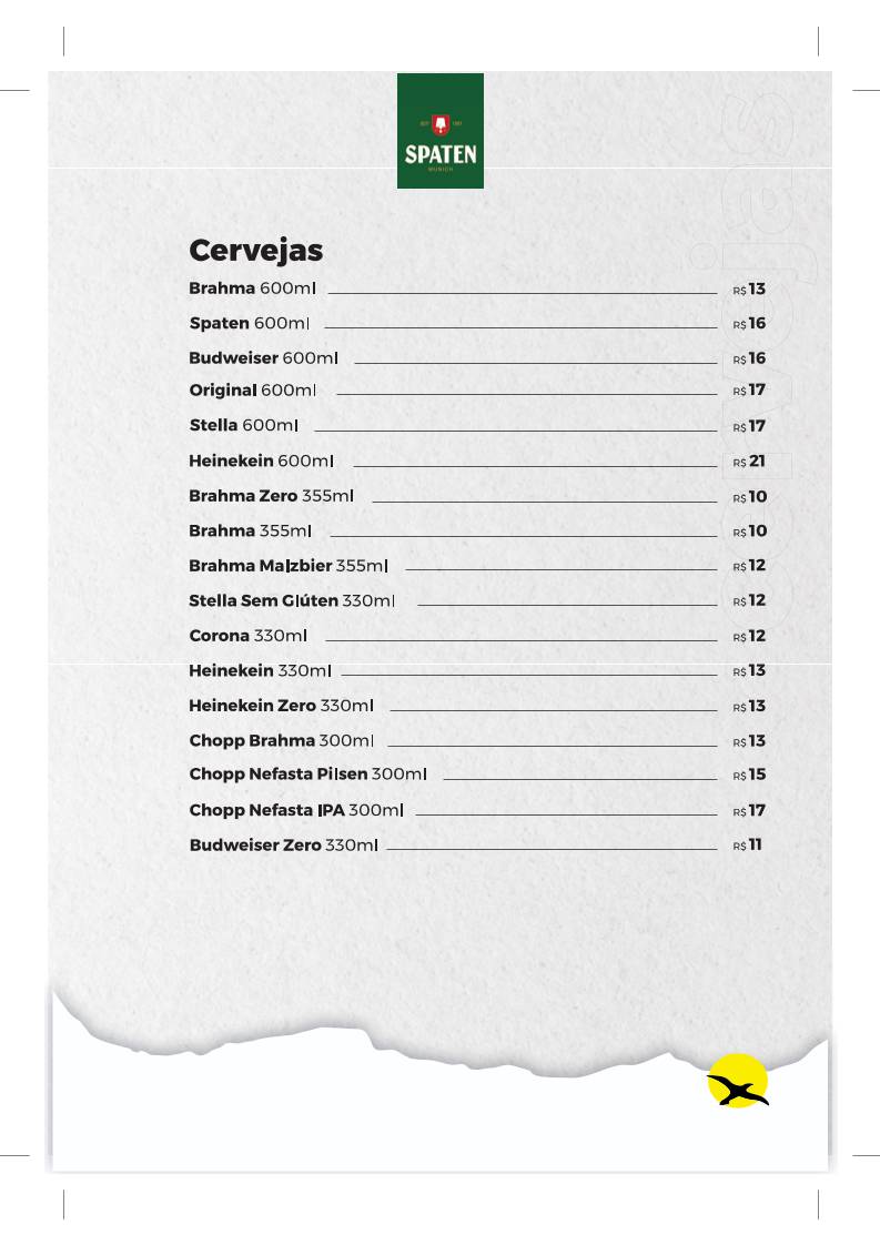 Restaurante Ponta de Baixo cardápio