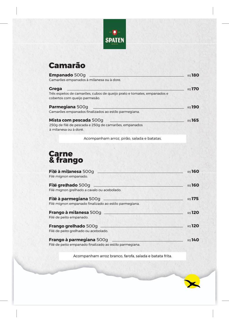 Restaurante Ponta de Baixo cardápio