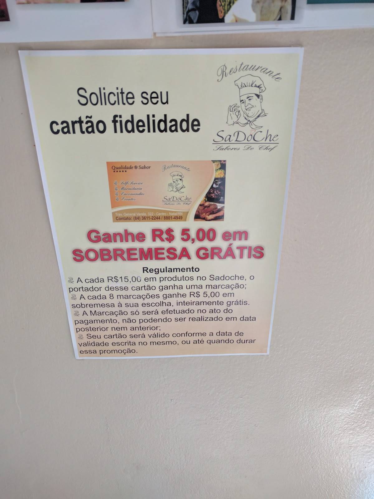 Restaurante Sadoche Centro cardápio