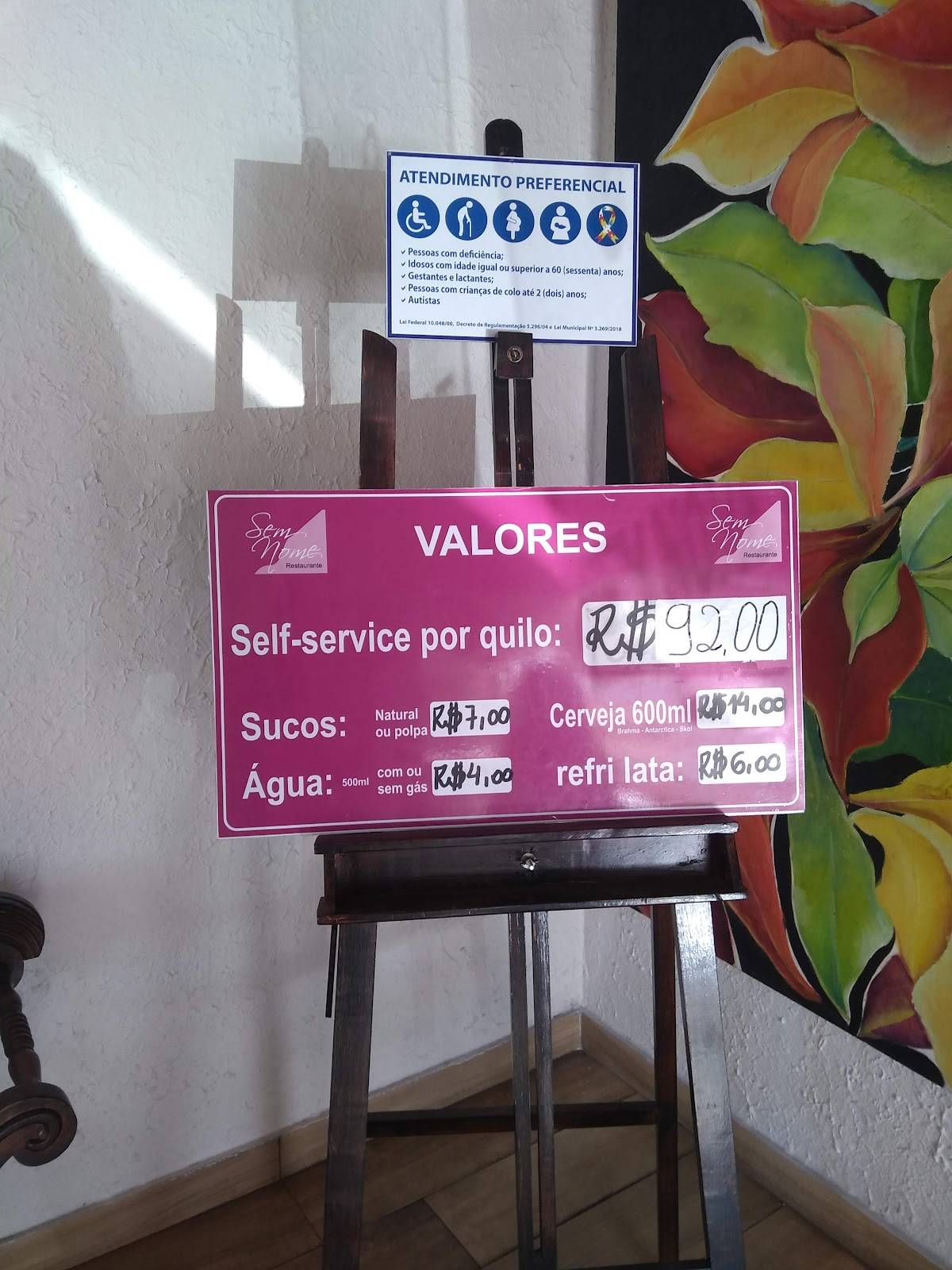 Restaurante Sem Nome cardápio