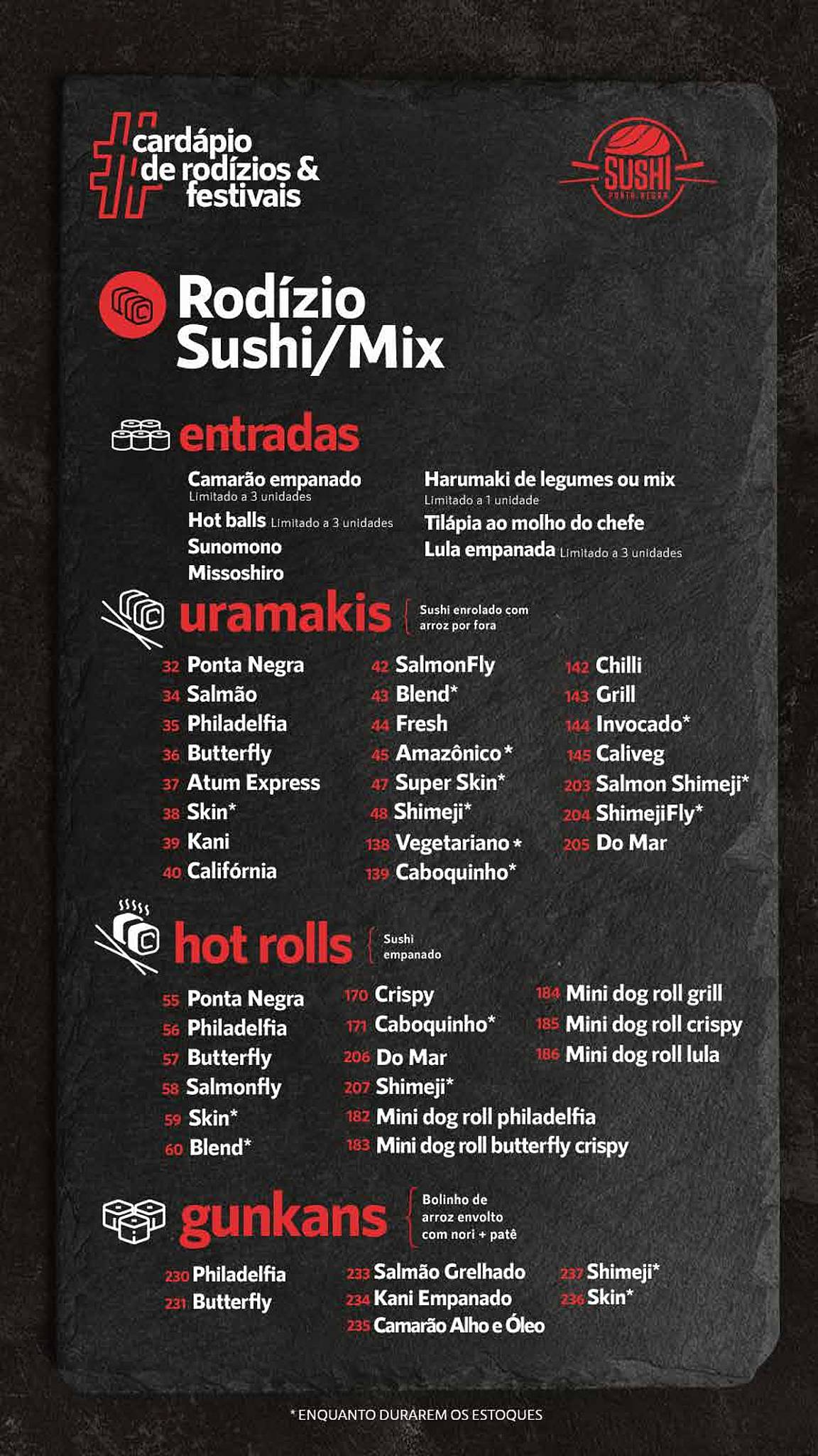 Restaurante Sushi Ponta Negra - Distrito cardápio