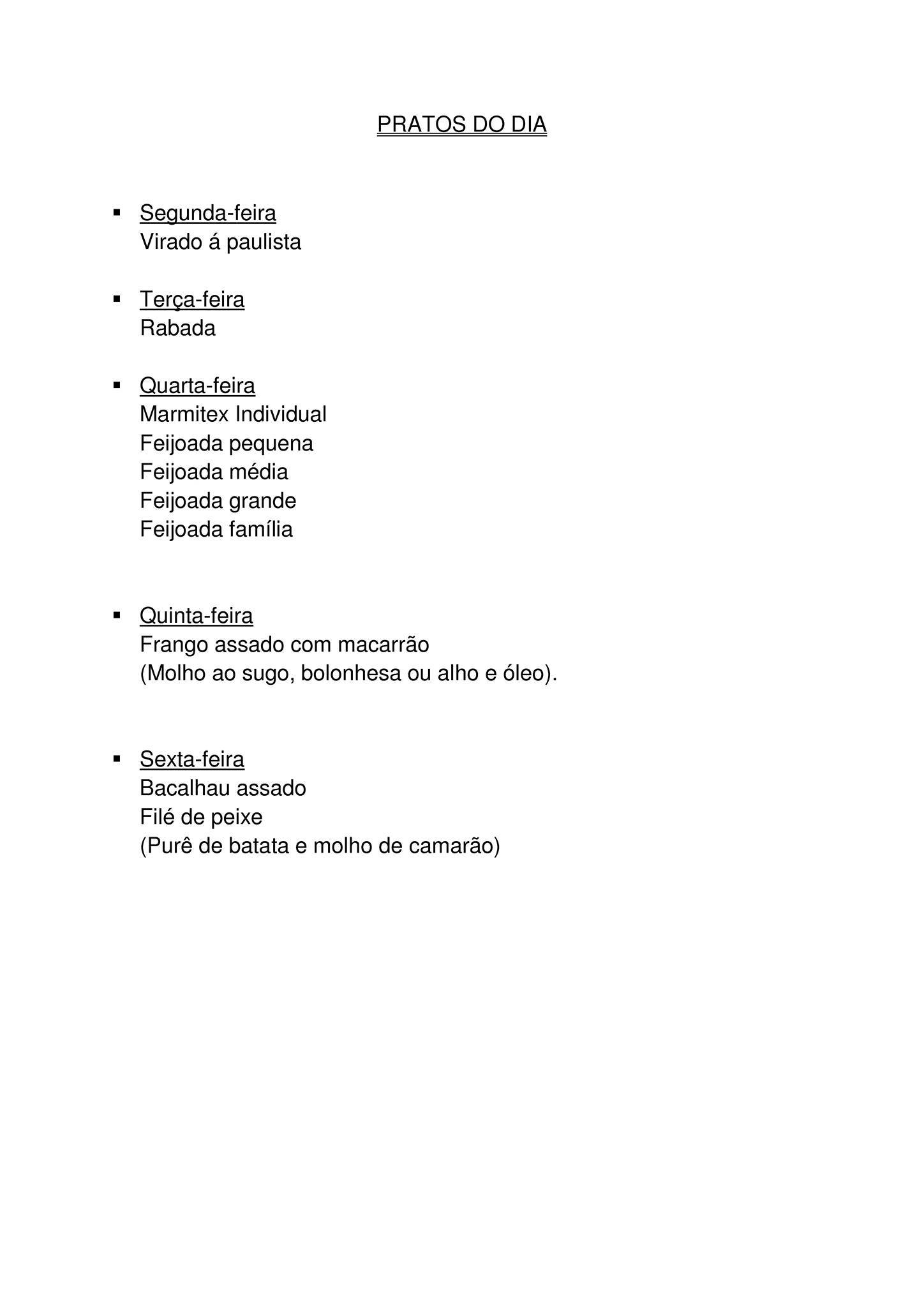 Restaurante Zezito cardápio