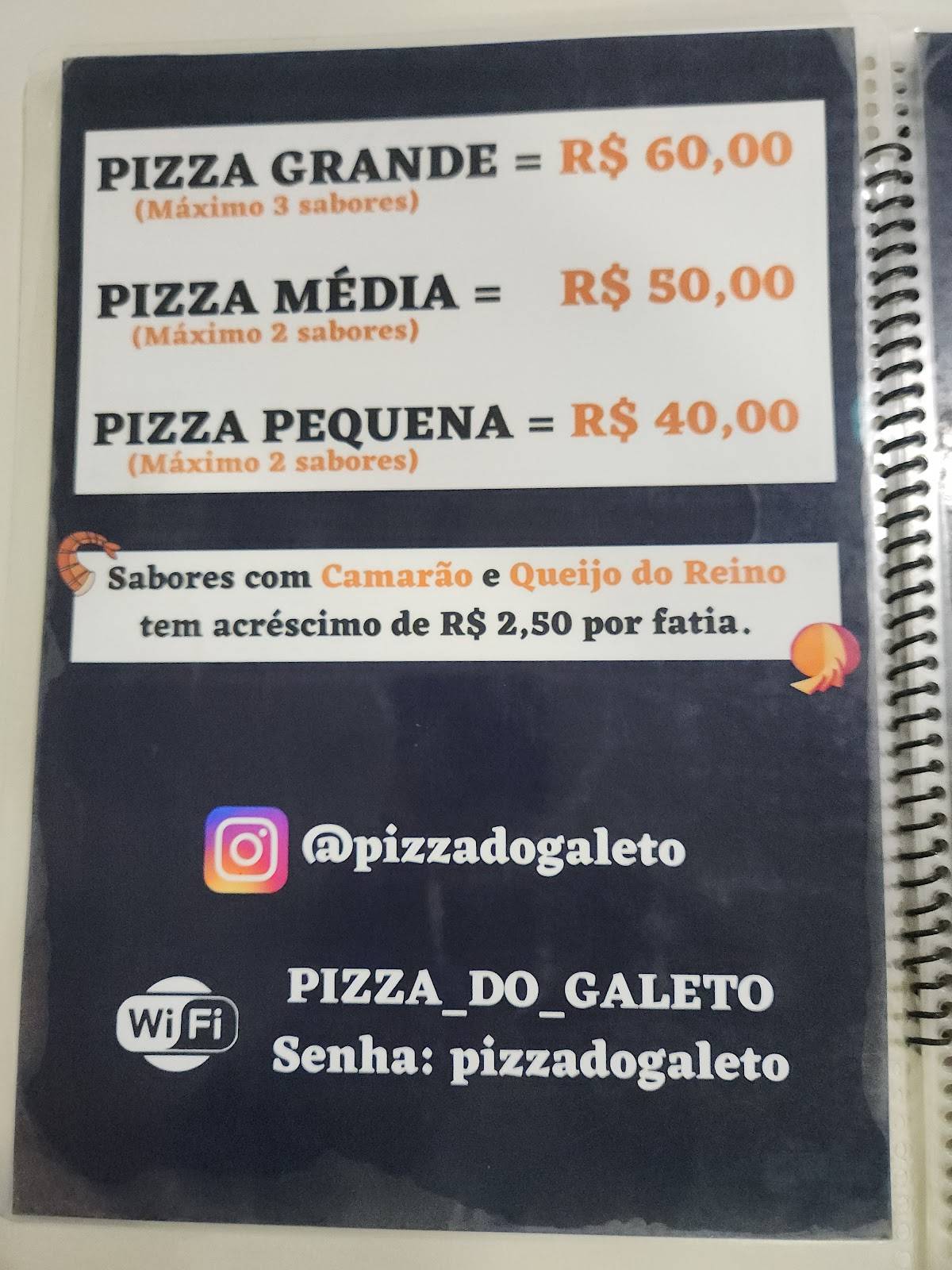 Restaurante e Pizzaria do Galeto cardápio