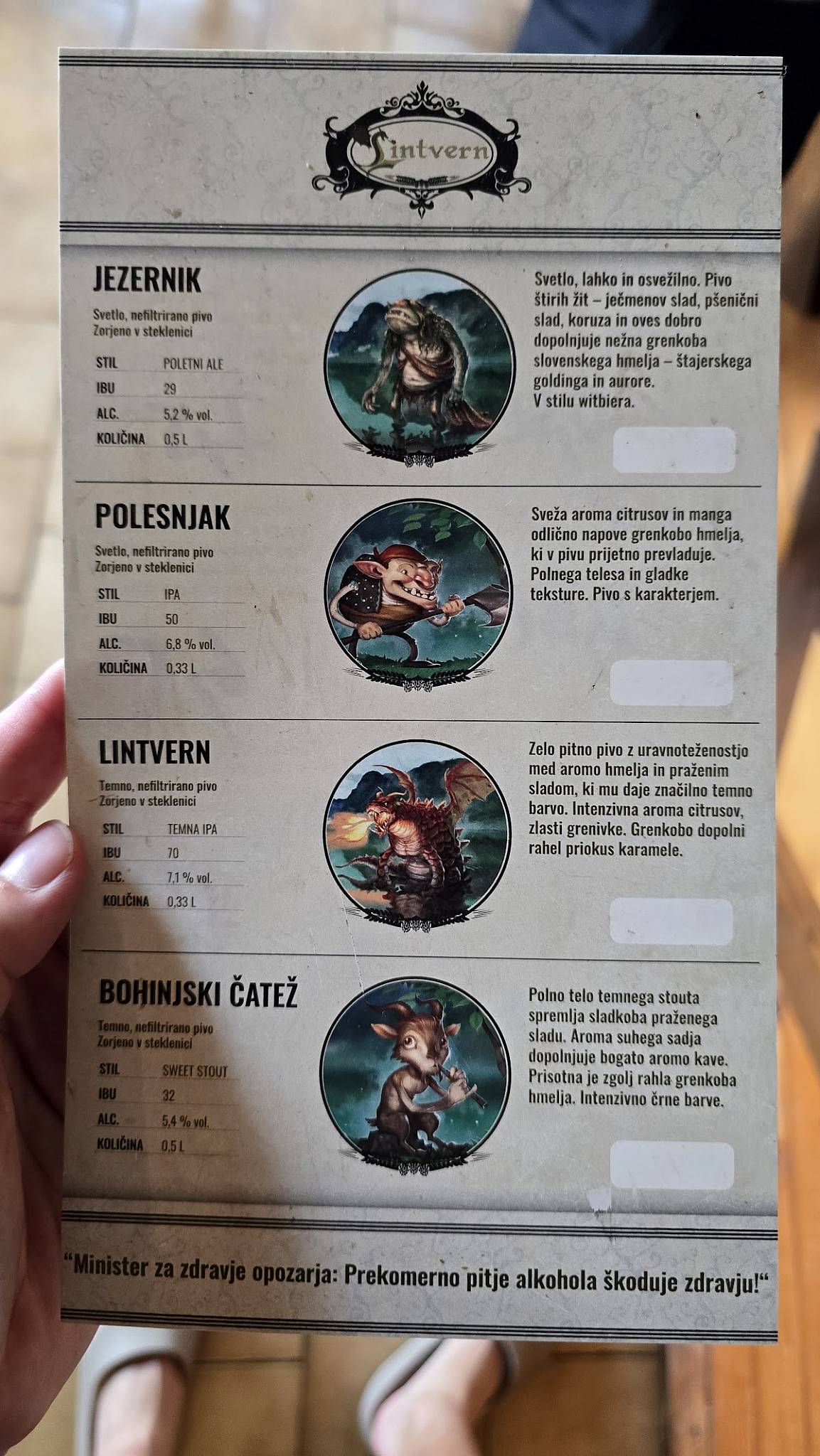 Menu di Restavracija Kramar 