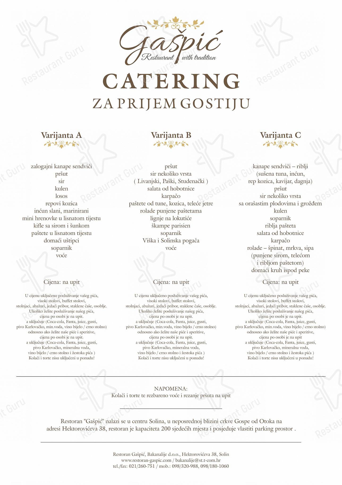 Menu pour Restoran Gašpić Solin restaurant