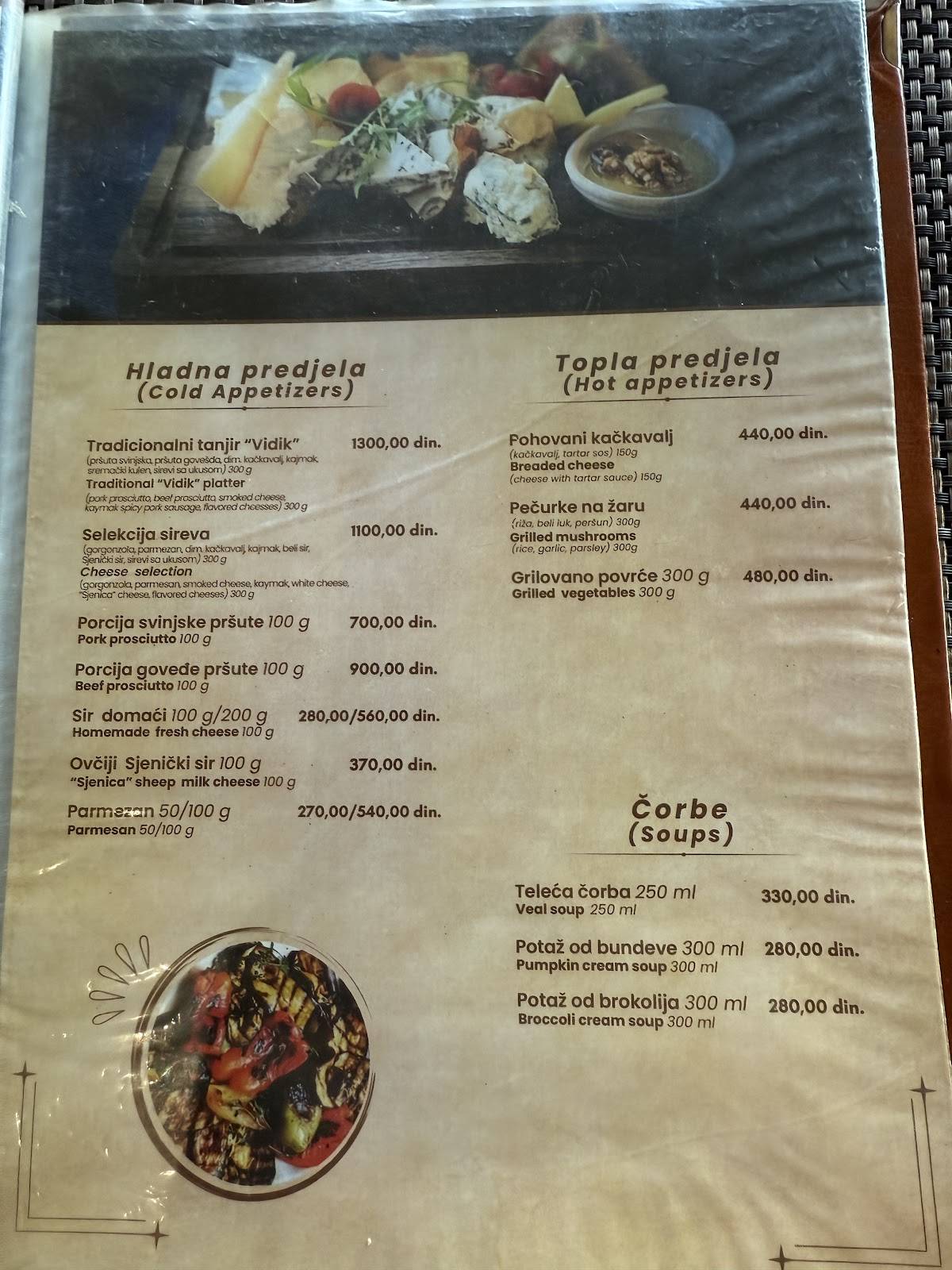 Menu de Restoran Vidik