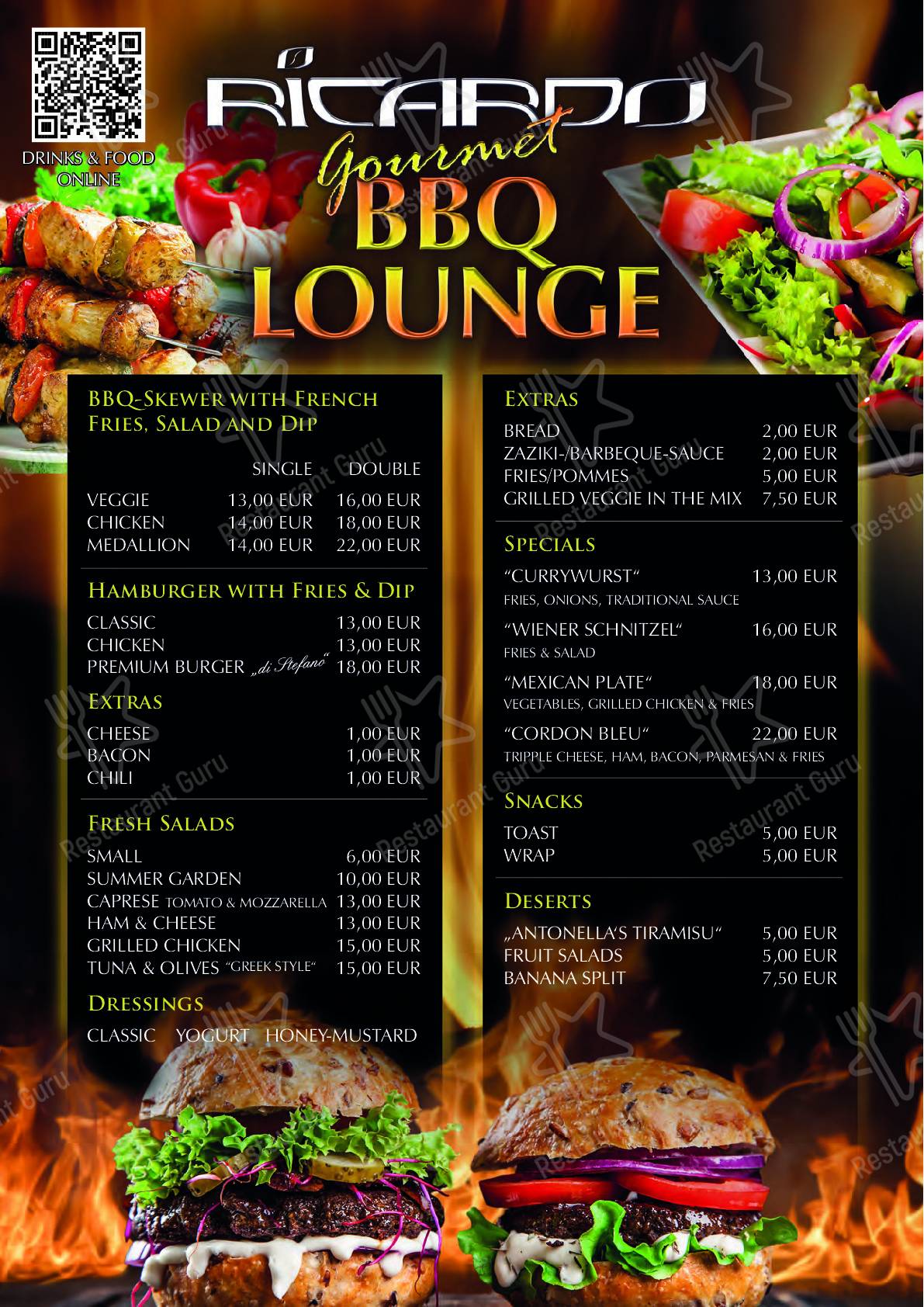 Menu di Ricardo Team-Hostel Pula - pasti e bevande