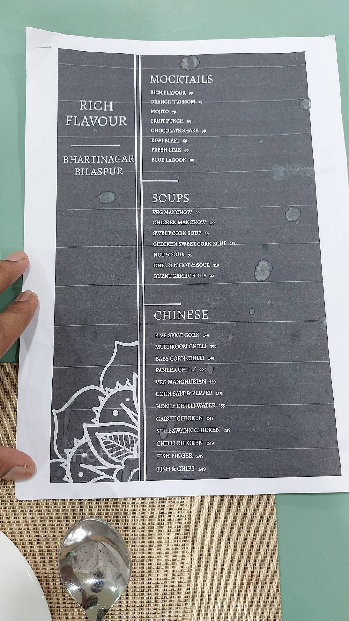 Rich Flavour menu
