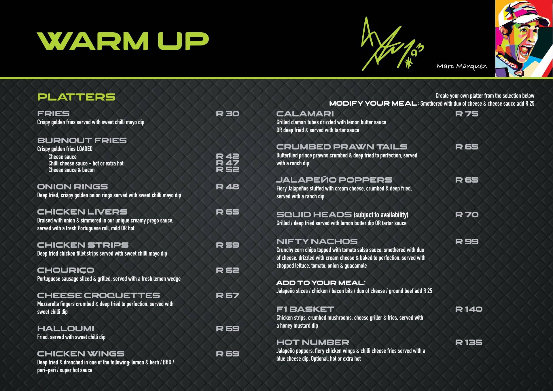 Menu at Ridgeway Rooftop Bar & Grill, Roodepoort