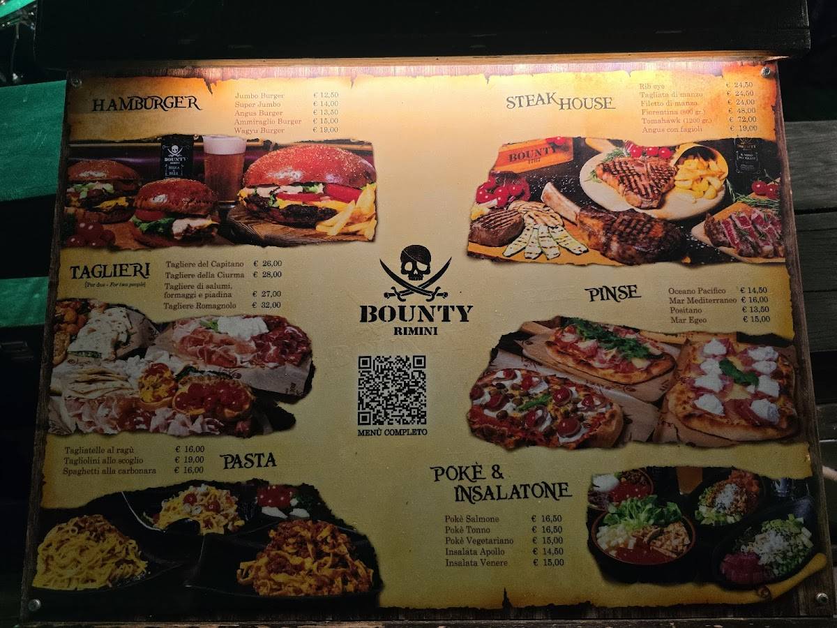 Menu di Bounty Rimini 