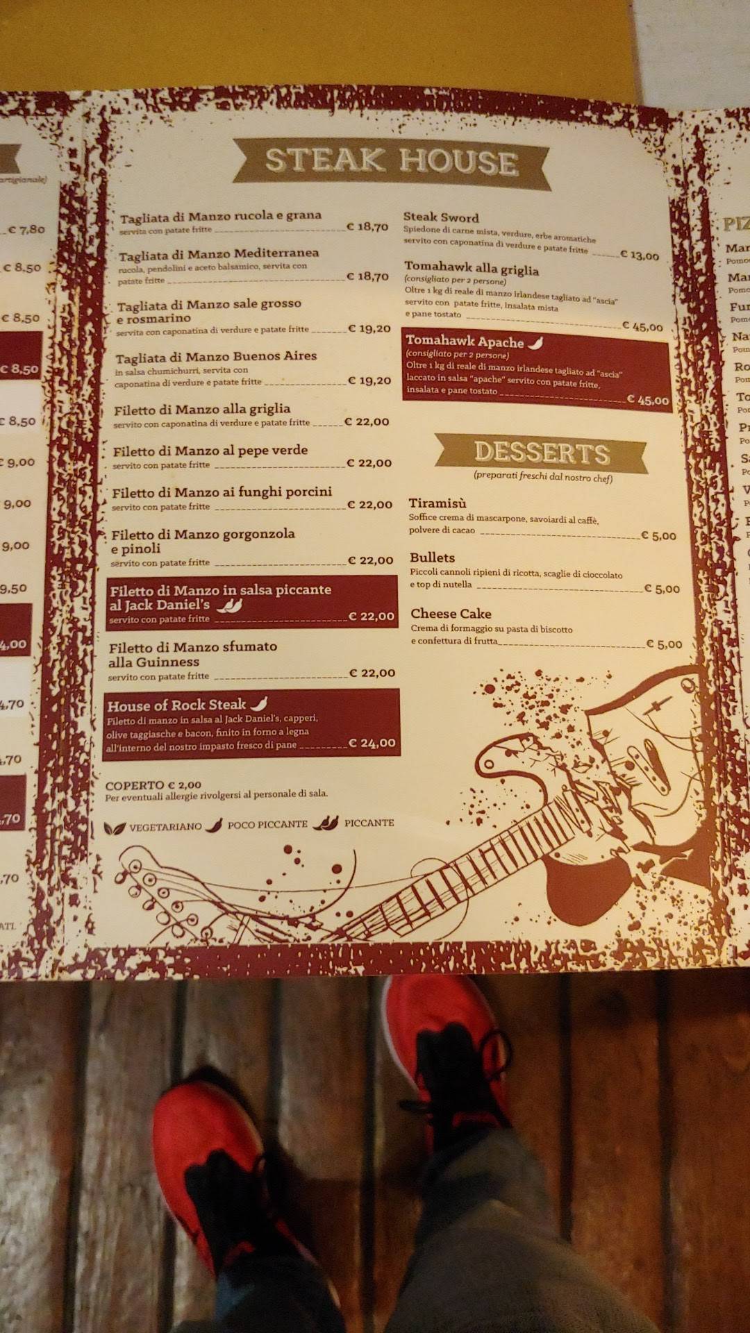 Menu di House of Rock 