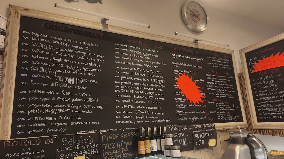 Menu di Piada e Cassoni Ciana e Monda 