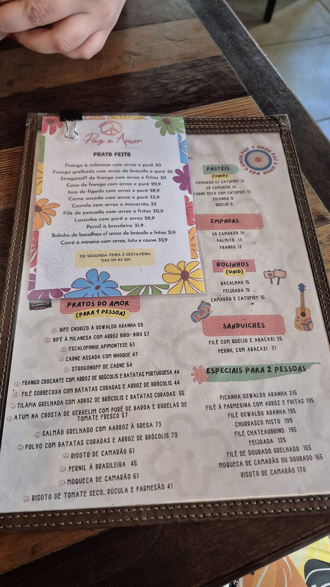 Café e Bar Paz e Amor cardápio