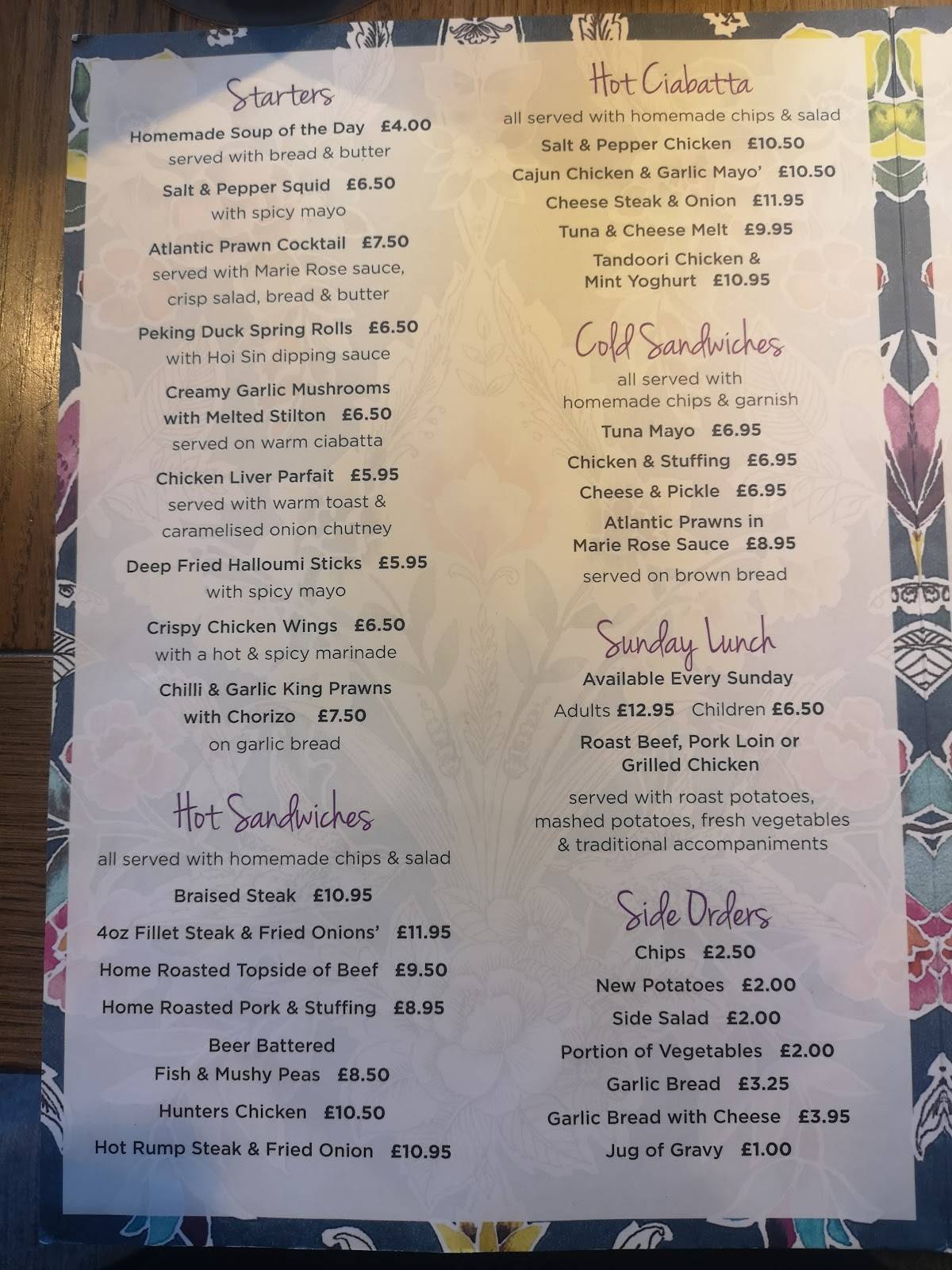 Menu at Rising Moon pub & bar, Hyde