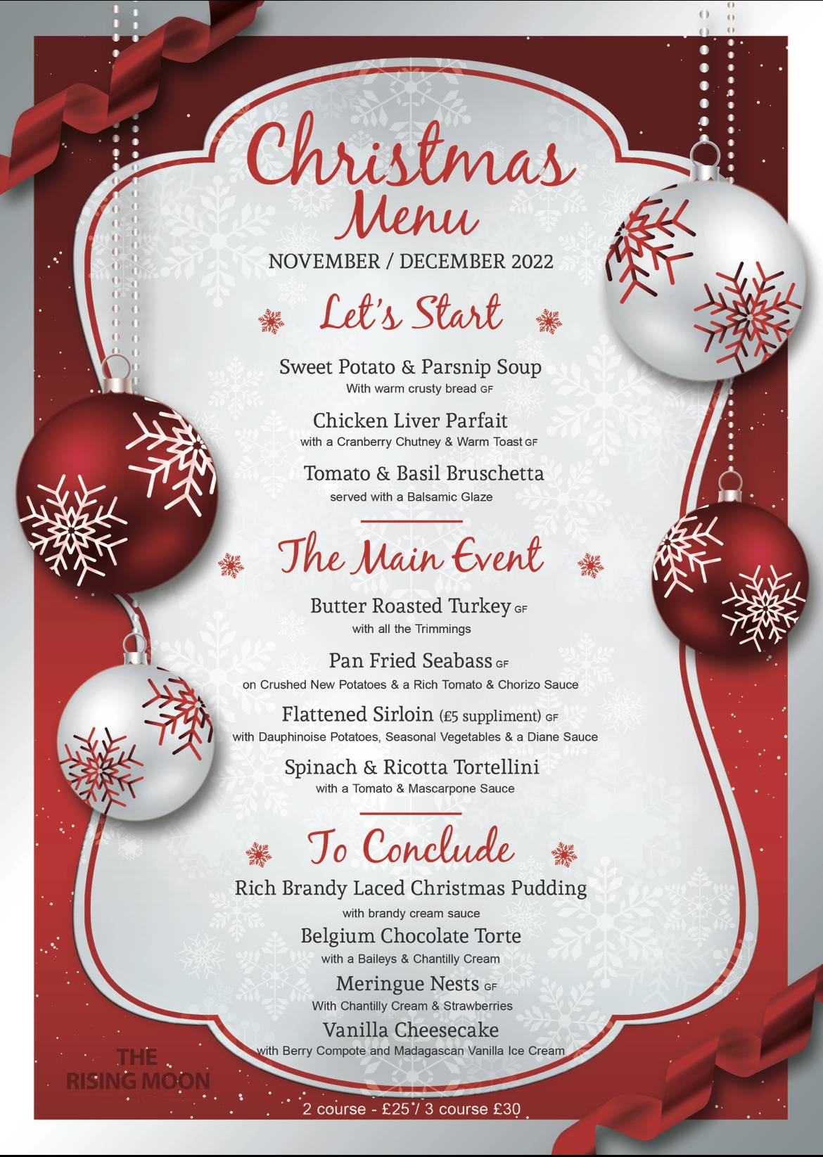 Menu at Rising Moon pub & bar, Hyde