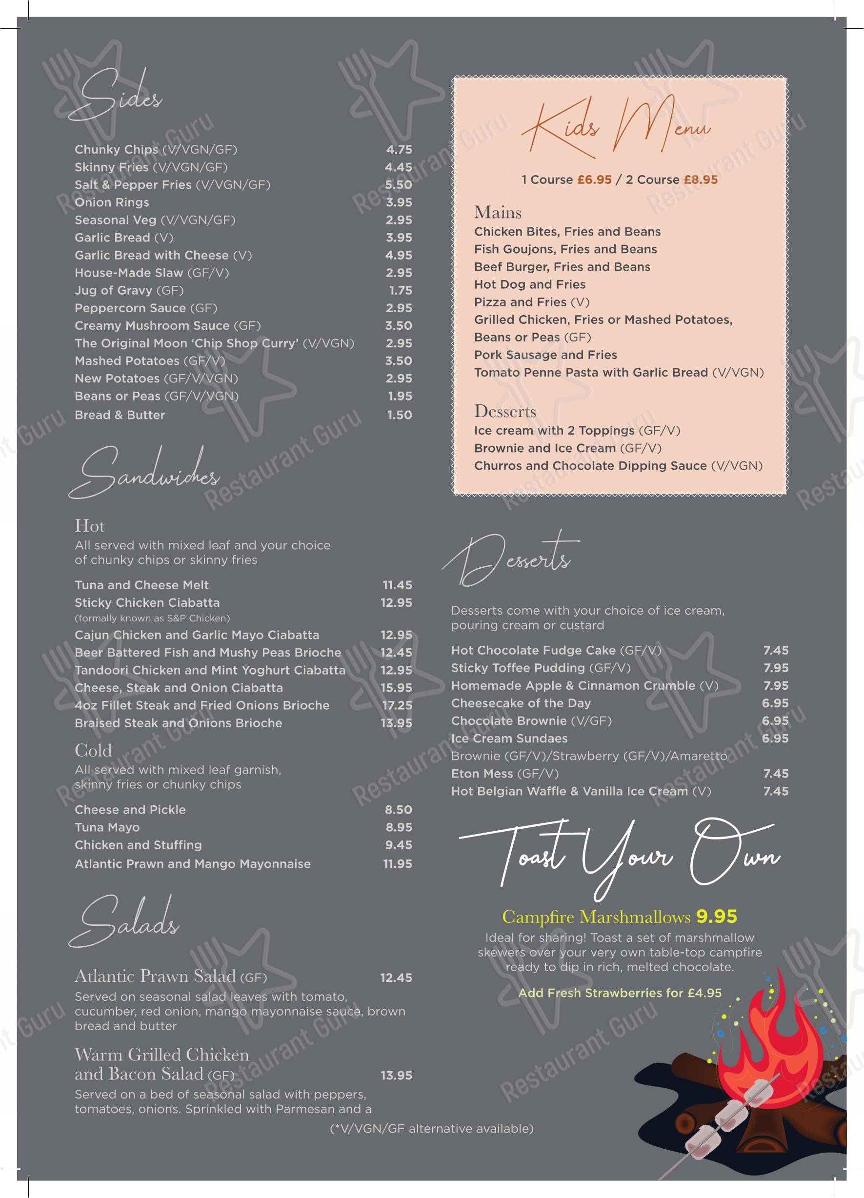 Menu at Rising Moon pub & bar, Hyde