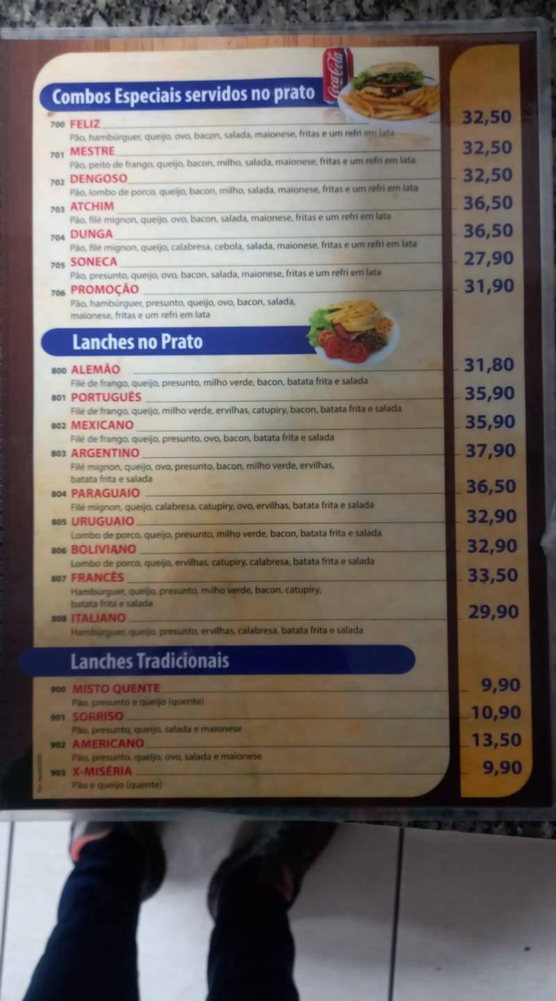 Risonho Lanches cardápio